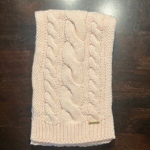 Michael Kors Soft Pink Cable Knit Scarf with Goldtone Brand Tag